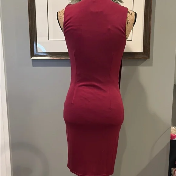 CoOp Barneys New York Burgundy Sleeveless Sheath Dress - Picture 9 of 11